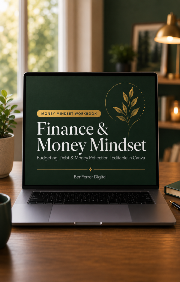 Finance & Money Finance & Money Mindset Workbook | Budgeting, Debt & Money Reflection | Editable in Canva