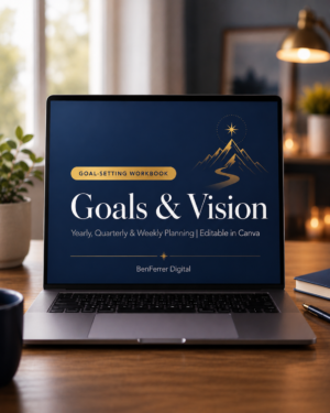 Goal-Setting & Vision Workbook | Yearly, Quarterly & Weekly Planning | Editable in Canva