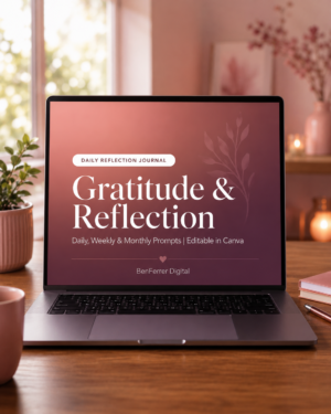 Gratitude & Reflection Journal | Daily, Weekly & Monthly Prompts | Editable in Canva