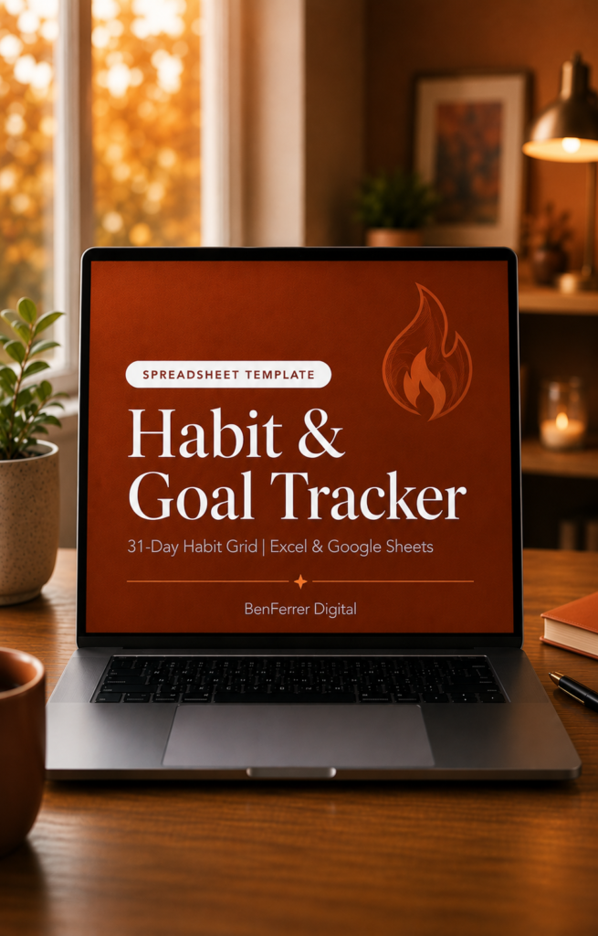 Habit & Goal Tracker | 31-Day Habit Grid | Excel & Google Sheets