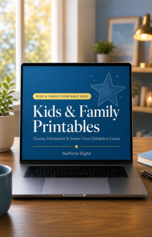 Kids & Family Printables | Chores, Homework & Screen Time | Editable in Canva