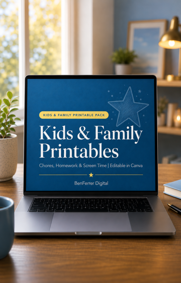 Kids & Family Kids & Family Printables | Chores, Homework & Screen Time | Editable in Canva