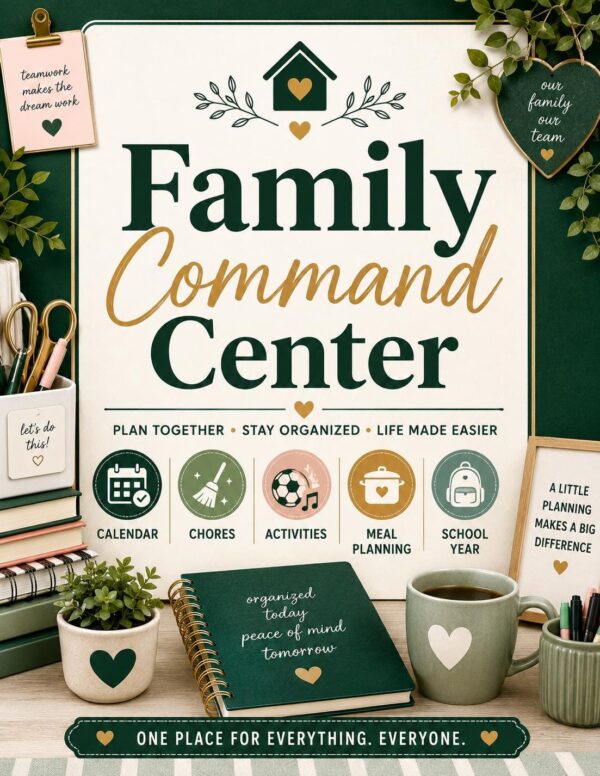 Family Command Center Printable Planner Chores Calendar Digital Download