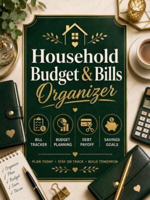 Household Budget Bills Organizer Printable Planner Digital Download Finance