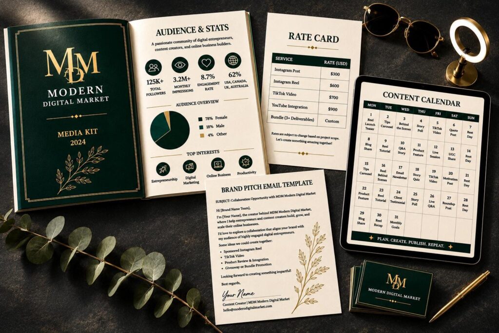 Content Creator Starter Kit — Media Kit, Rate Card & Planner | Digital Download