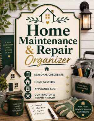 Home Maintenance Repair Organizer Printable Planner Digital Download Binder