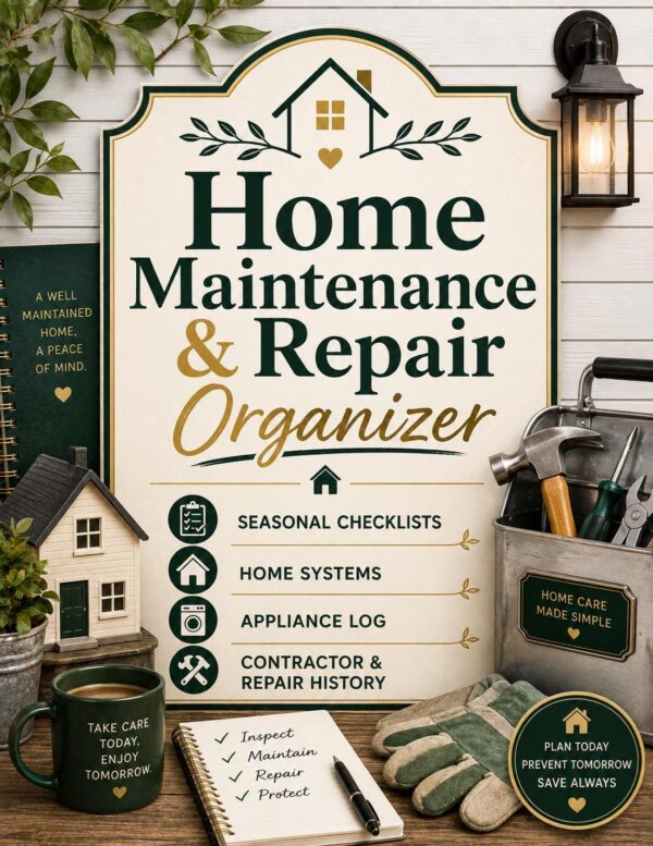 Home Maintenance Repair Organizer Printable Planner Digital Download Binder