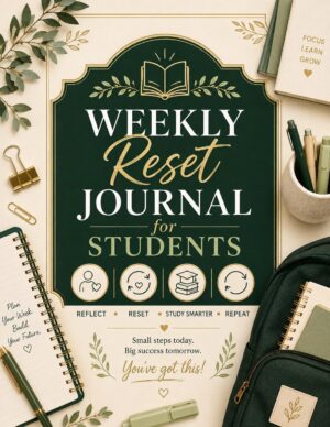 Weekly Reset Journal for Students Study Planner Digital Download