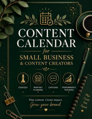 Content Calendar Small Business Content Creators Printable Digital Download