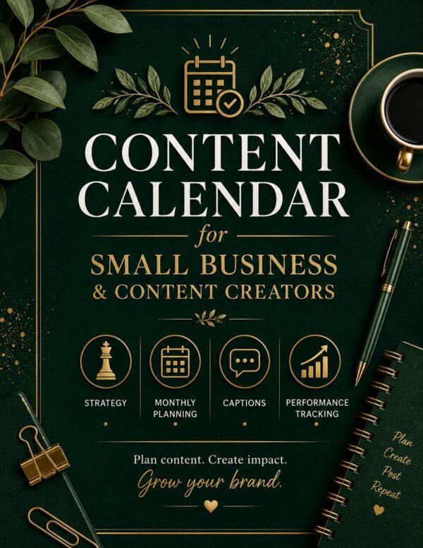 Content Calendar Small Business Content Creators Printable Digital Download